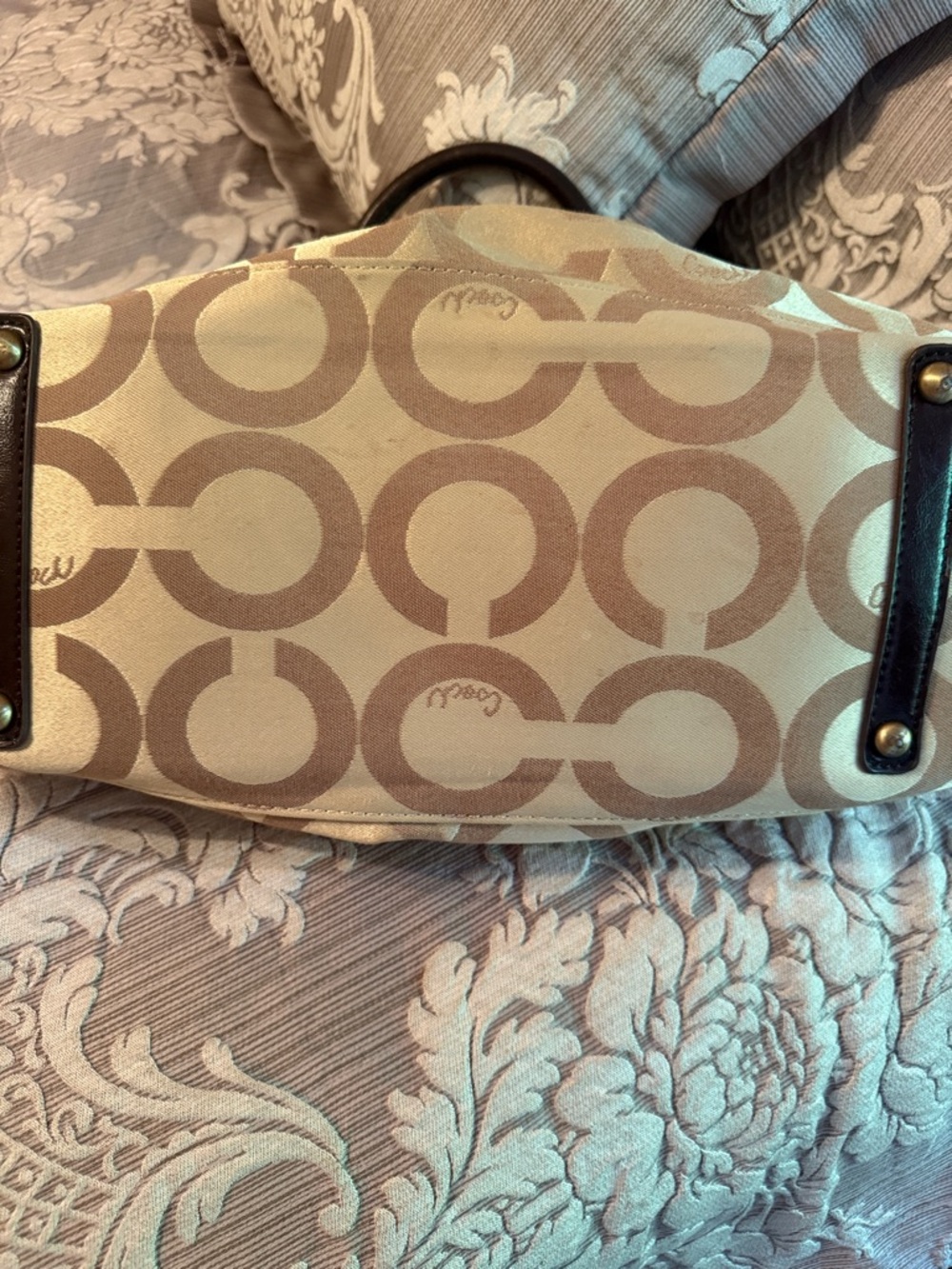 Coach Gold Signature Satchel with Brown Leather Trim - Picture 3 of 6